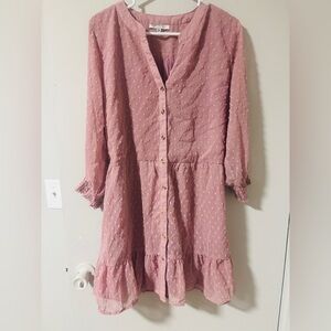 Speed Control brand Pink Button-Up Dress XLg NWOT
